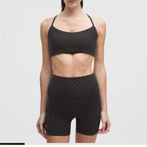 Lululemon Flocked Polka Dot Set – Flow Y Bra + Align HR Shorts (Hemmed 5”)|Black